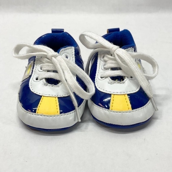 Fila Baby Comfy Fit Crib Shoes Size 0-6 mos Blue Yellow White Lace Up Sneakers - Picture 5 of 12